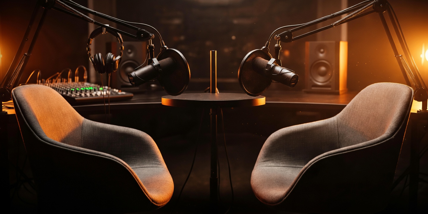 Professional podcast studio setup